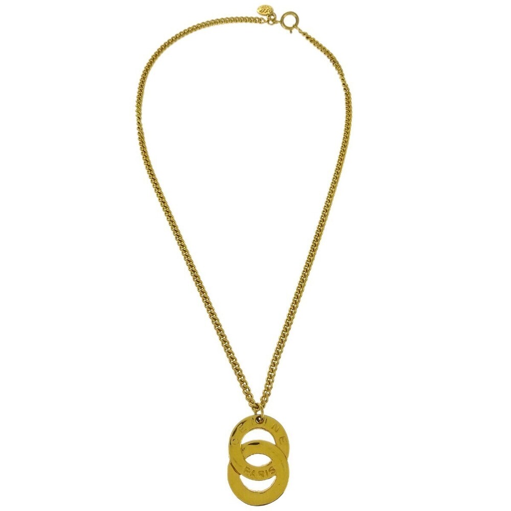 Celine Vintage Logo Circle Pendant Metal